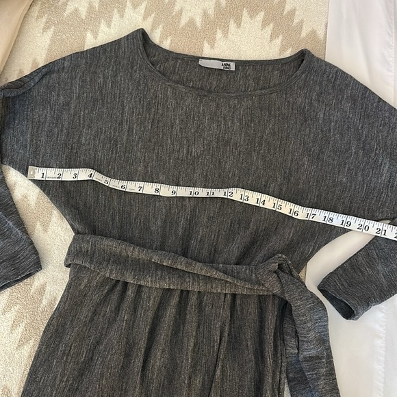 Anine Bing Wool Blend Relaxed Long Sleeve Drapey Faux Wrap Dress in Gray, XS - Picture 7 of 9